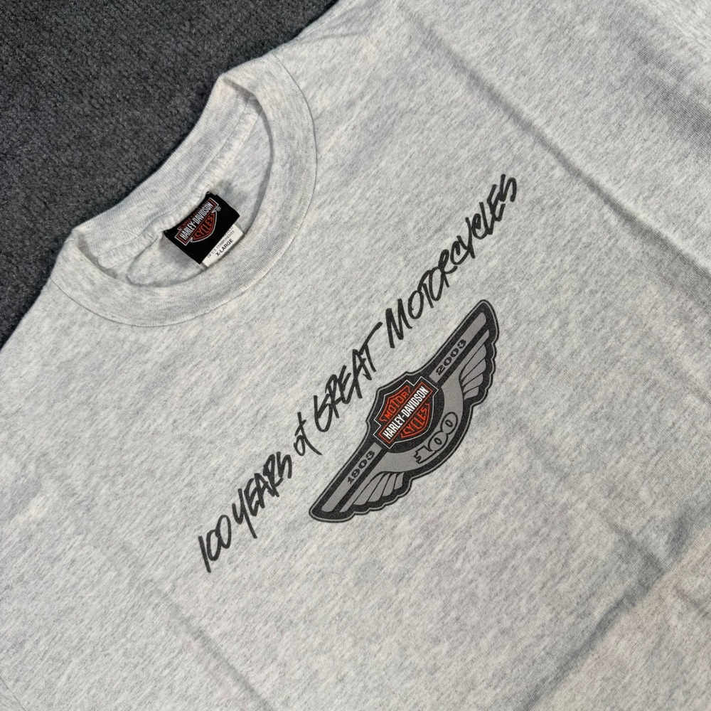 Harley-Davidson Mens 100th Anniversary T-Shirt Grey 1903-2003 Willie G XL #4374